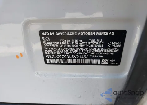 2022 BMW X1 xDrive28I from USA, damaged, VIN WBXJG9C03N5V21453